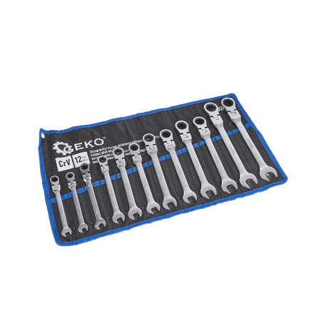 GEKO Ratelsleutel set 12-delig, flexibel, 8 - 19 mm, CrV staal