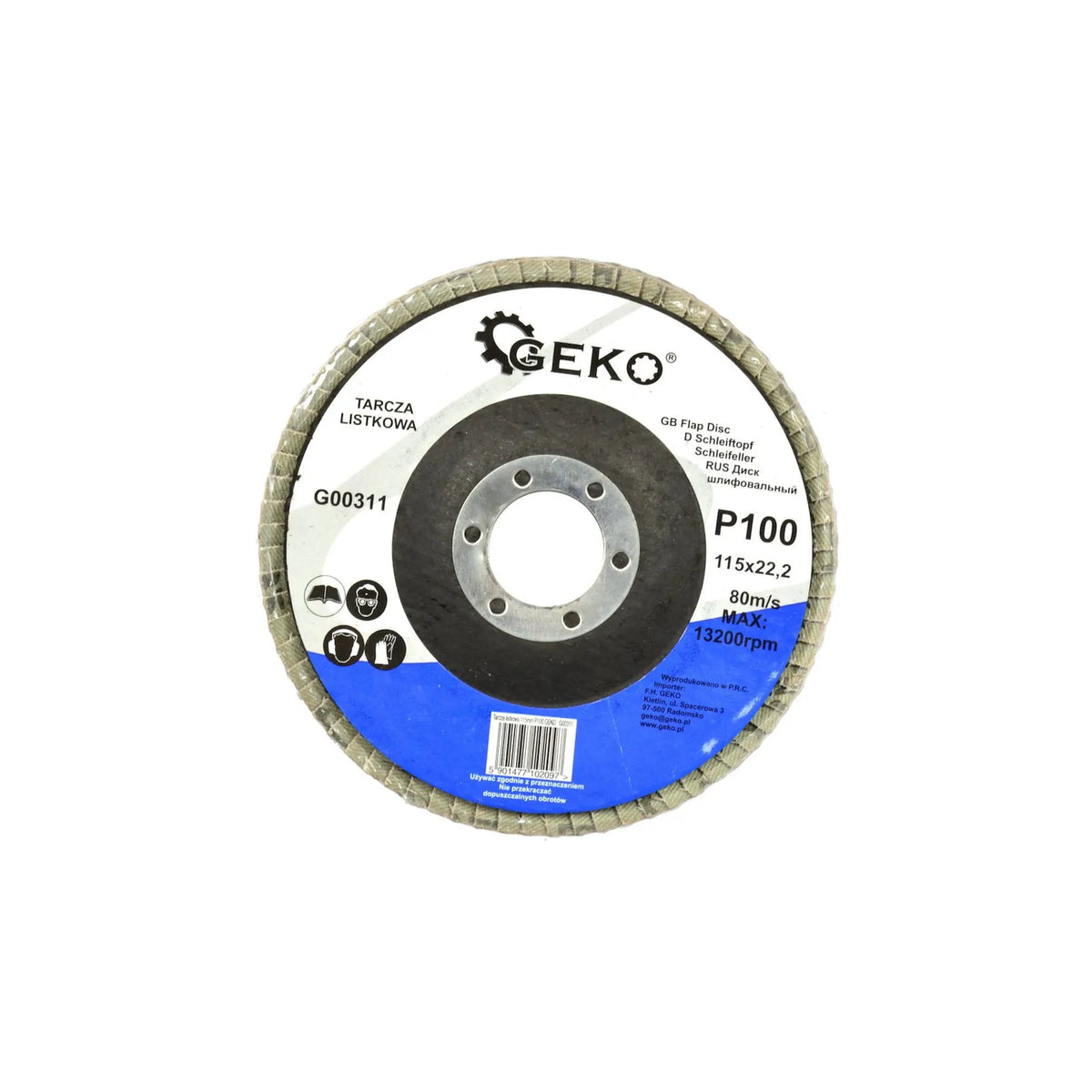 GEKO Aluminiumoxide lamellenschijf voor haakse slijper 115 mm korrel 100