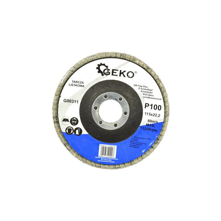 GEKO Aluminiumoxide lamellenschijf voor haakse slijper 115 mm korrel 100
