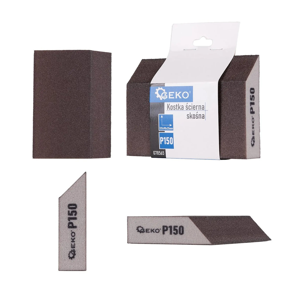 GEKO Foam schuine schuurblok P150 125x90x25 mm