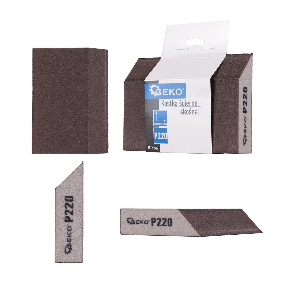 GEKO Foam schuine schuurblok P220 125x90x25 mm