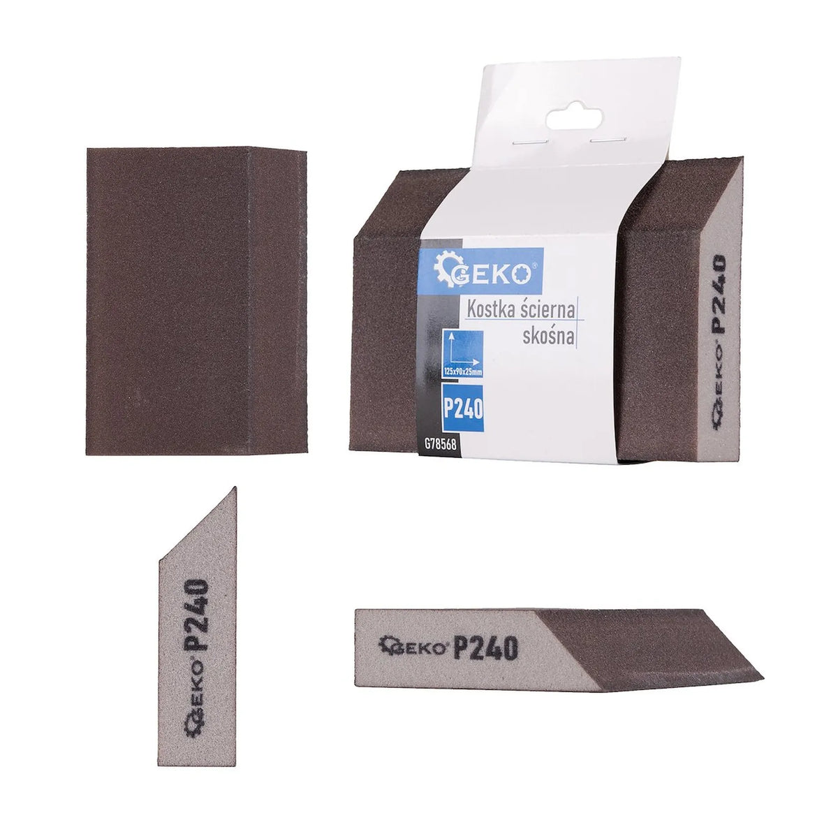 GEKO Foam schuine schuurblok P240 125x90x25 mm
