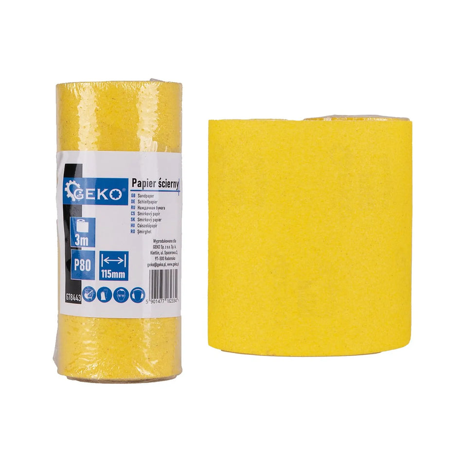 GEKO Schuurpapier rol 115 mm x 3m P80 1 stuk
