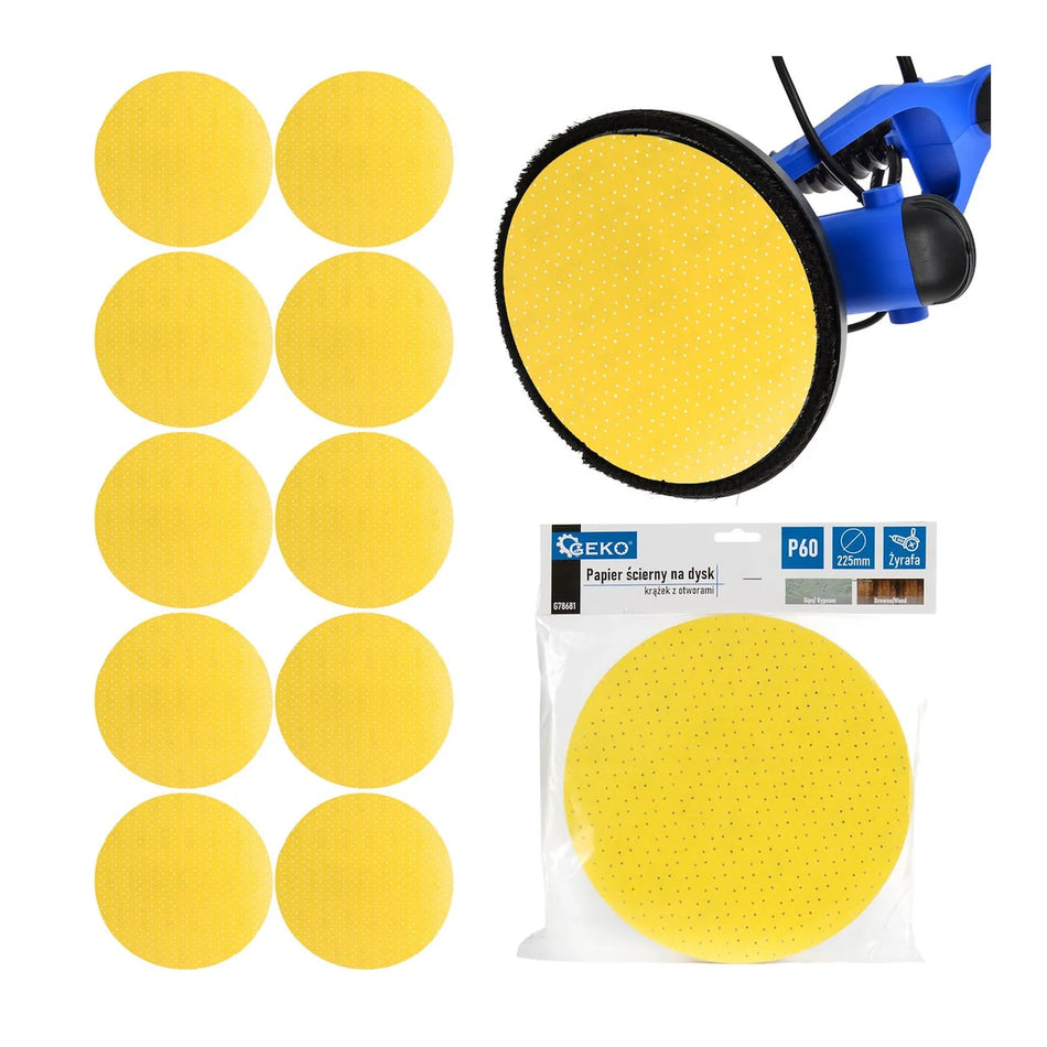 GEKO Aluminiumoxide schijf geel voor giraffe schuurmachine P60 225 mm