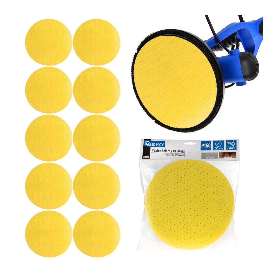 GEKO Schuurpapier schijf aluminiumoxide met perforaties P150 225 mm 10 stuks