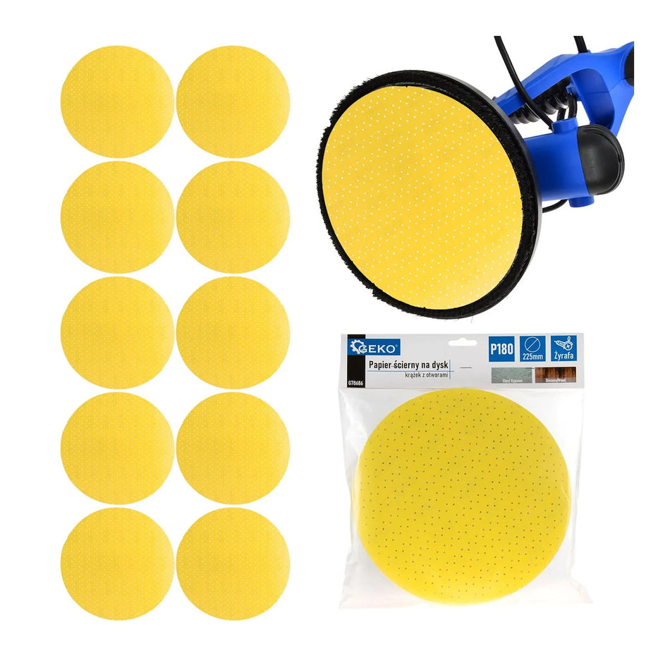 GEKO Schuurpapier schijf aluminiumoxide met perforaties P180 225 mm 10 stuks