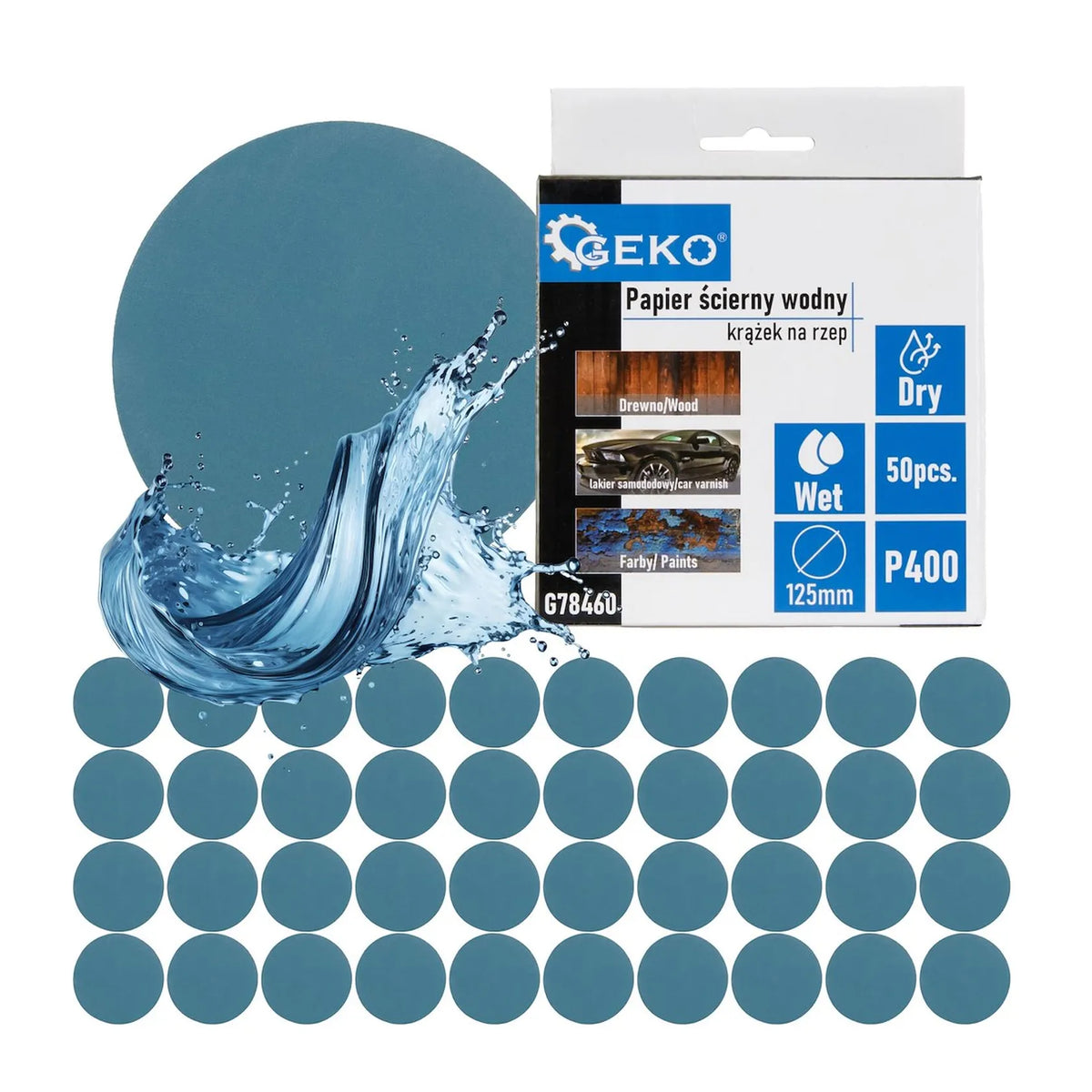 GEKO Waterproof schuurpapier disc P400 125 mm 50 stuks
