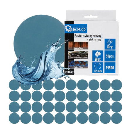 GEKO Waterproof schuurpapier klittenbandschijf P1500 125 mm 50 stuks