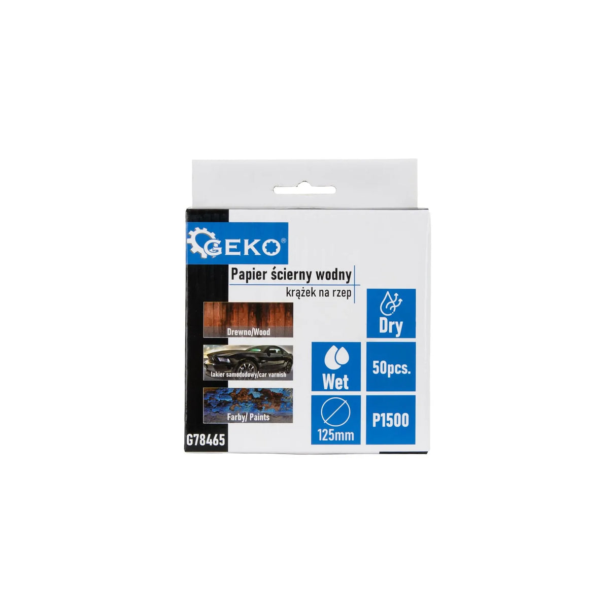 GEKO Waterproof schuurpapier klittenbandschijf P1500 125 mm 50 stuks