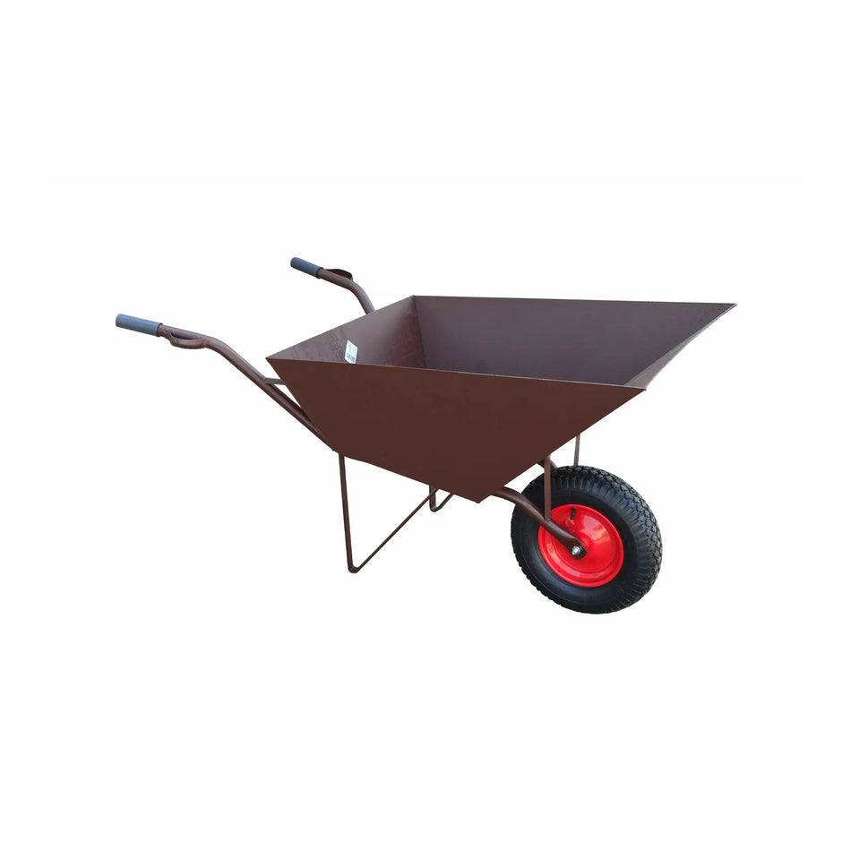 AWTools Bouwkruiwagen met stalen kuip 110 liter bruin grote uitvoering