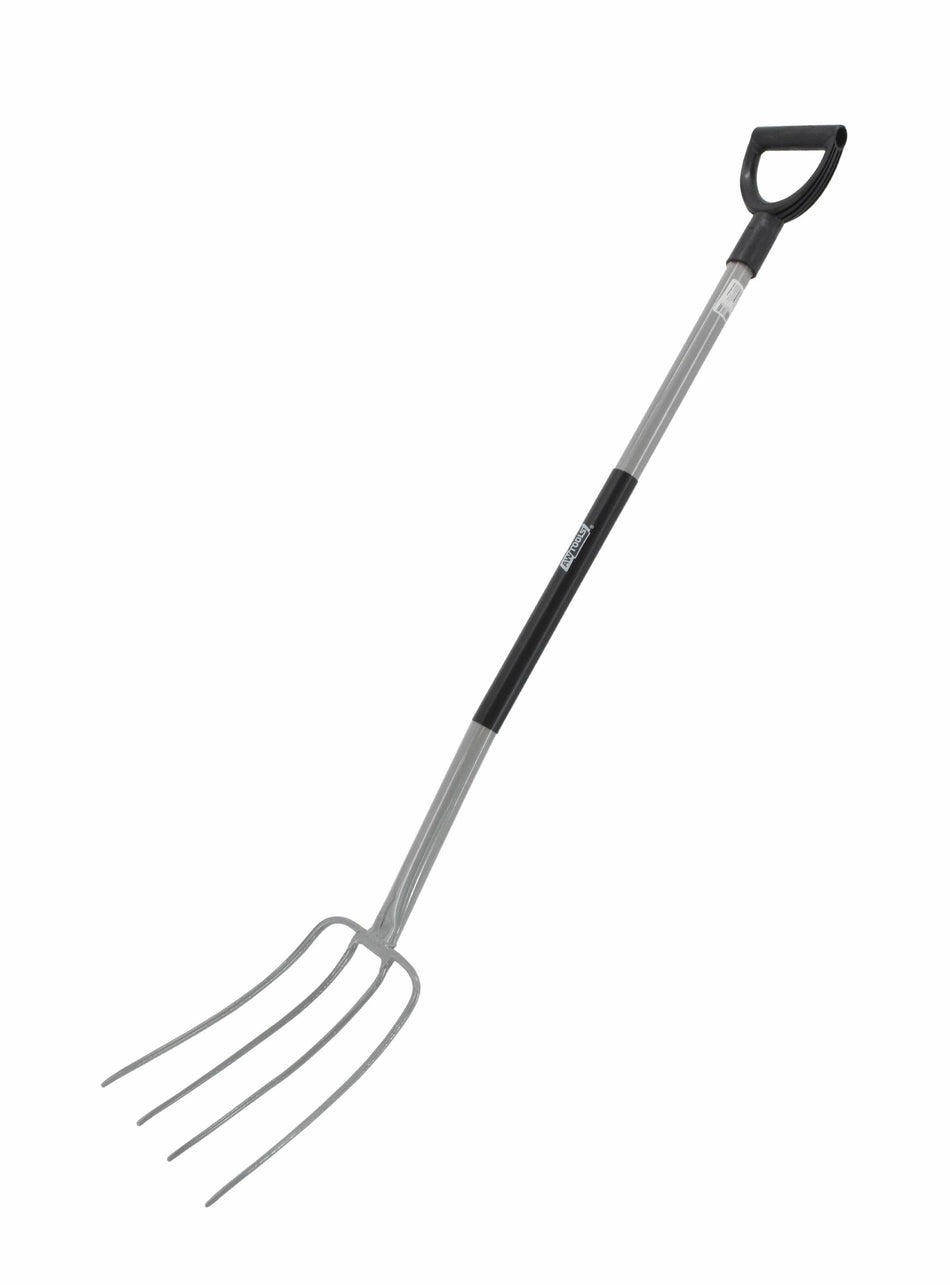 AWTools Tuinvork met metalen steel en 4 tanden 140cm