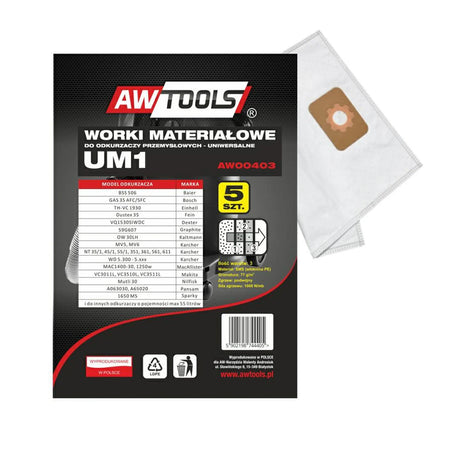 AWTools Microvlies stofzuigerzak 3-laags SMS 5 stuks passend op diverse modellen