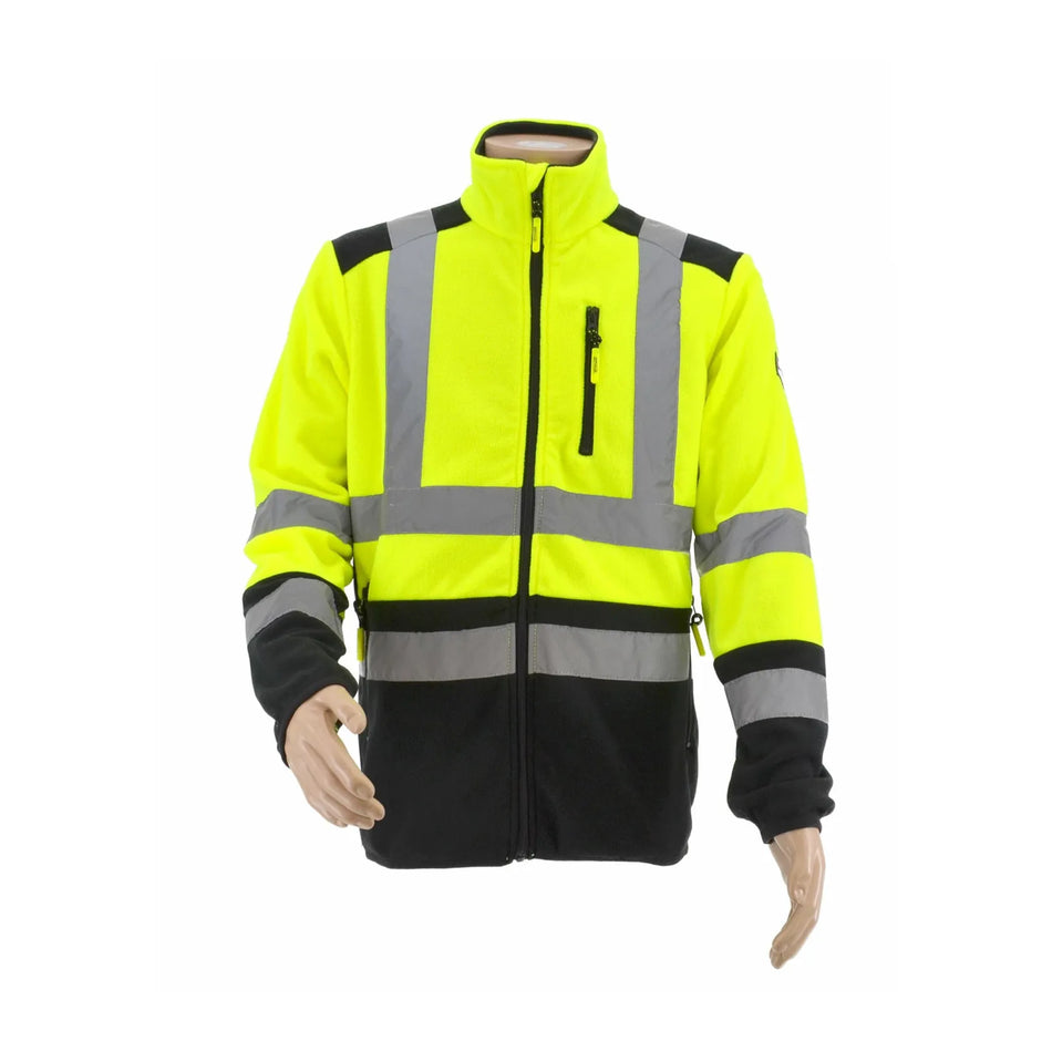 AWTools Polarfleece werkjas reflecterend zwart-gele XXL