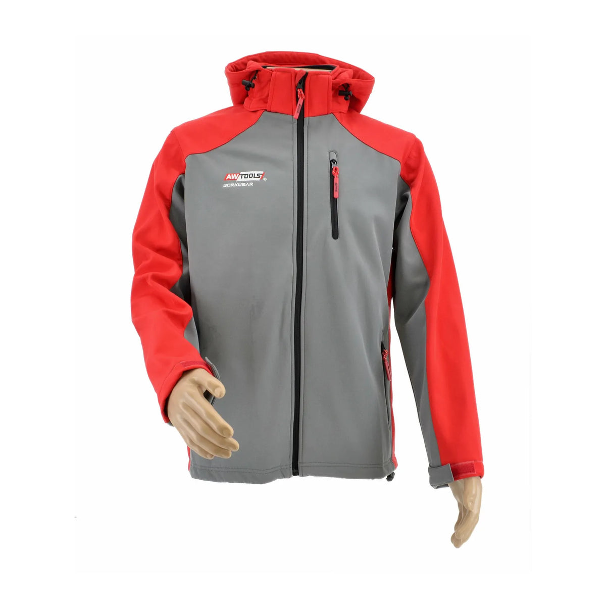 AWTools Werkjas softshell T4 grijs/rood maat XXXL