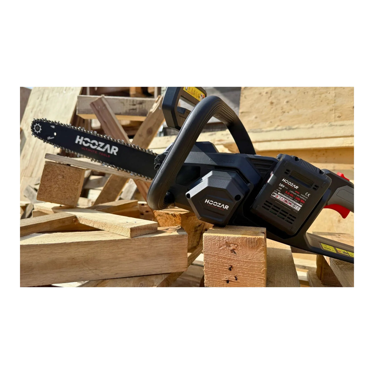 Hoozar accu kettingzaag 16"/40cm 2×18 V 2×5.0 Ah CH16BL-T2