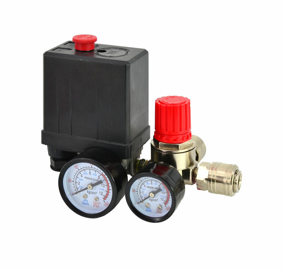 AWTools Drukschakelaar compressor met 2 ingangen 1/4" 750 gram