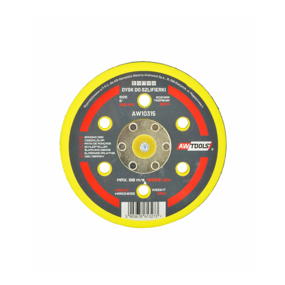 AWTools schuurschijf met klittenband voor pneumatische excentrische schuurmachine 125mm
