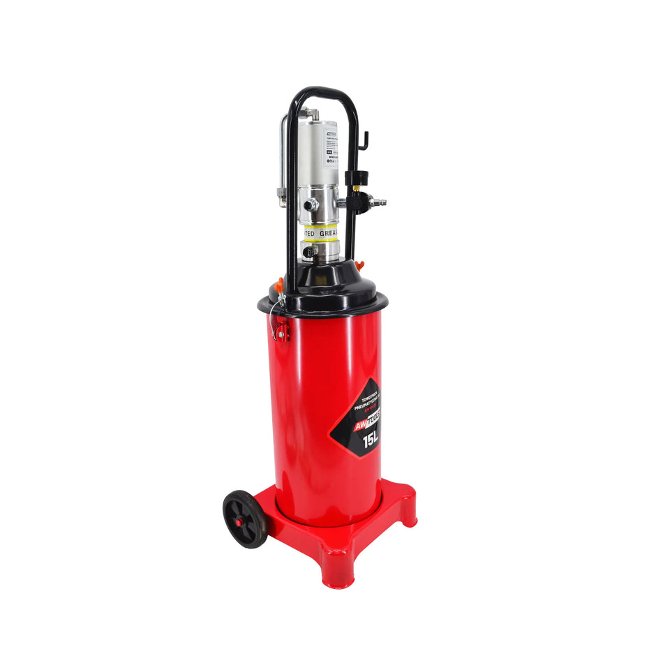 AWTools pneumatische vetspuit met stalen reservoir 15L