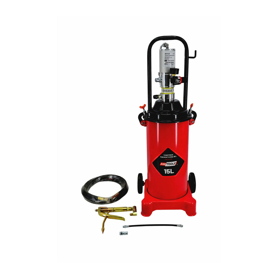 AWTools pneumatische vetspuit met stalen reservoir 15L
