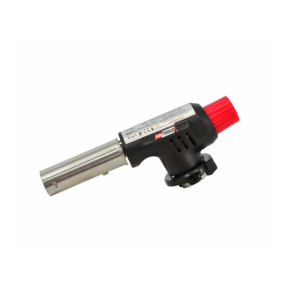AWTools gasbrander met piëzo-ontsteking en bajonetaansluiting 1,3 kW