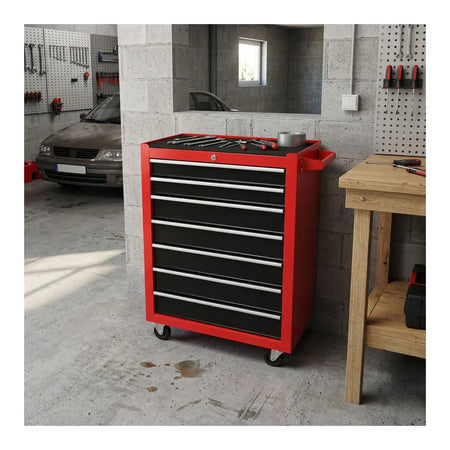 AWTools Werkplaatswagen 7 laden 62x33x85 cm staal