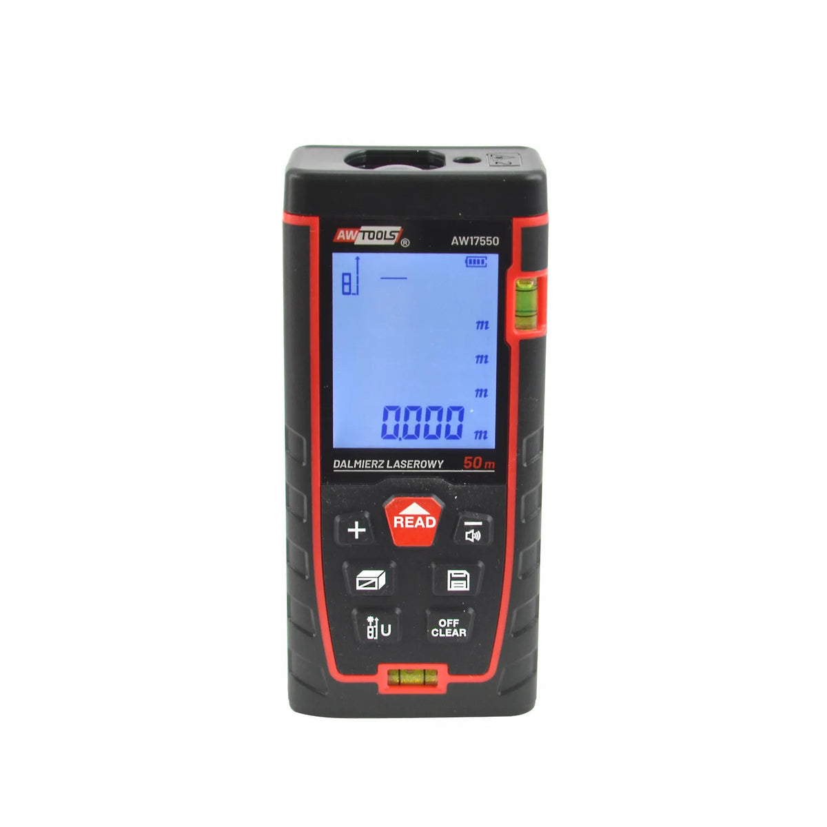 AWTools Laserafstandsmeter met LCD en waterpas 50m