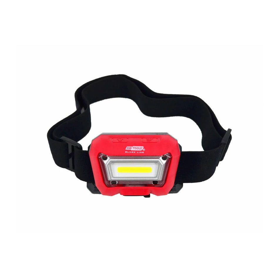 AWTools Hoofdlamp Fronte COB LED met Bewegingssensor Black Line 180 gram