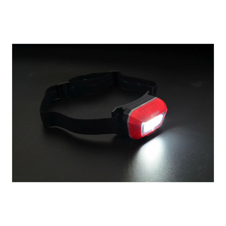 AWTools Hoofdlamp Fronte COB LED met Bewegingssensor Black Line 180 gram