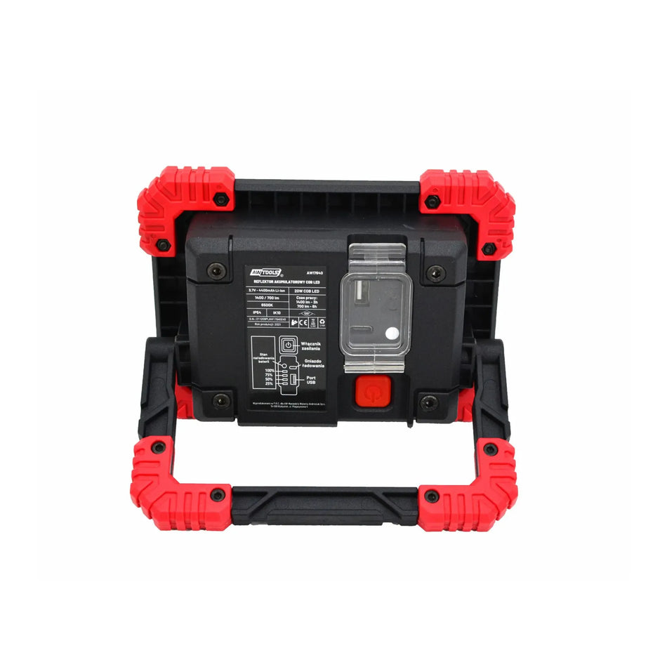AWTools acculamp COB LED 20W met powerbank 3,7V 4400mAh