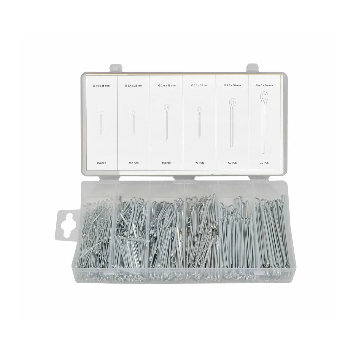 AWTools Rechte borgpennen set 555 stuks assortiment verzinkt