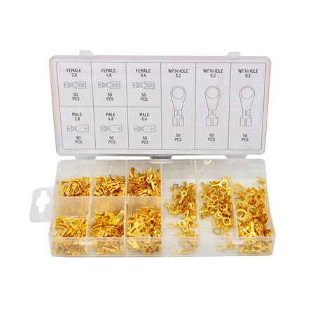 AWTools Niet-geïsoleerde elektrische connectoren set 450 stuks assortiment