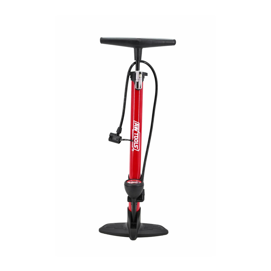 AWTools staande pomp met manometer en dubbele ventielkop 230x650 mm
