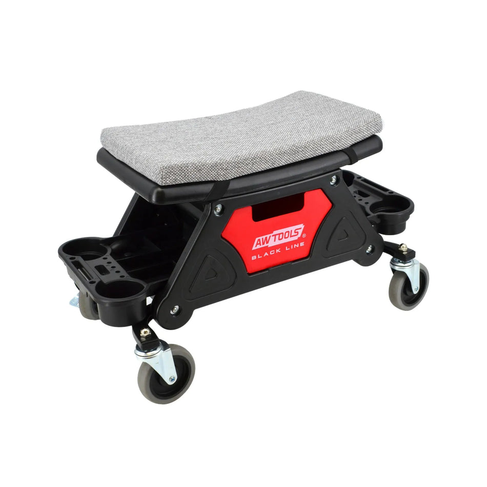 AWTools Werkplaatskruk met opberglade en planken Black Line 640x335x390mm