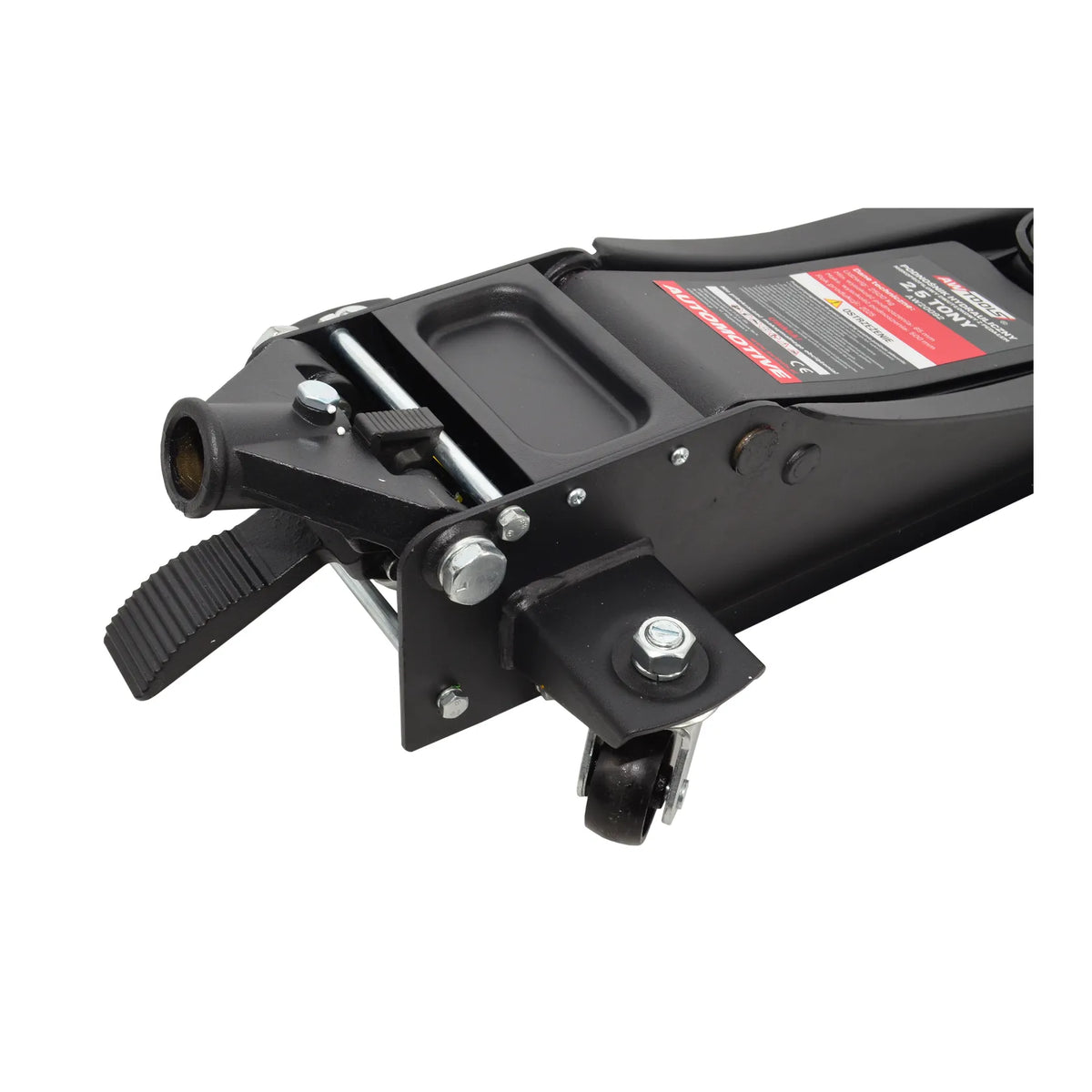 AWTools Lage-Profiel Krik 2,5T 75 - 505 mm met Dubbele Cilinder, Pedaal en Handgreep