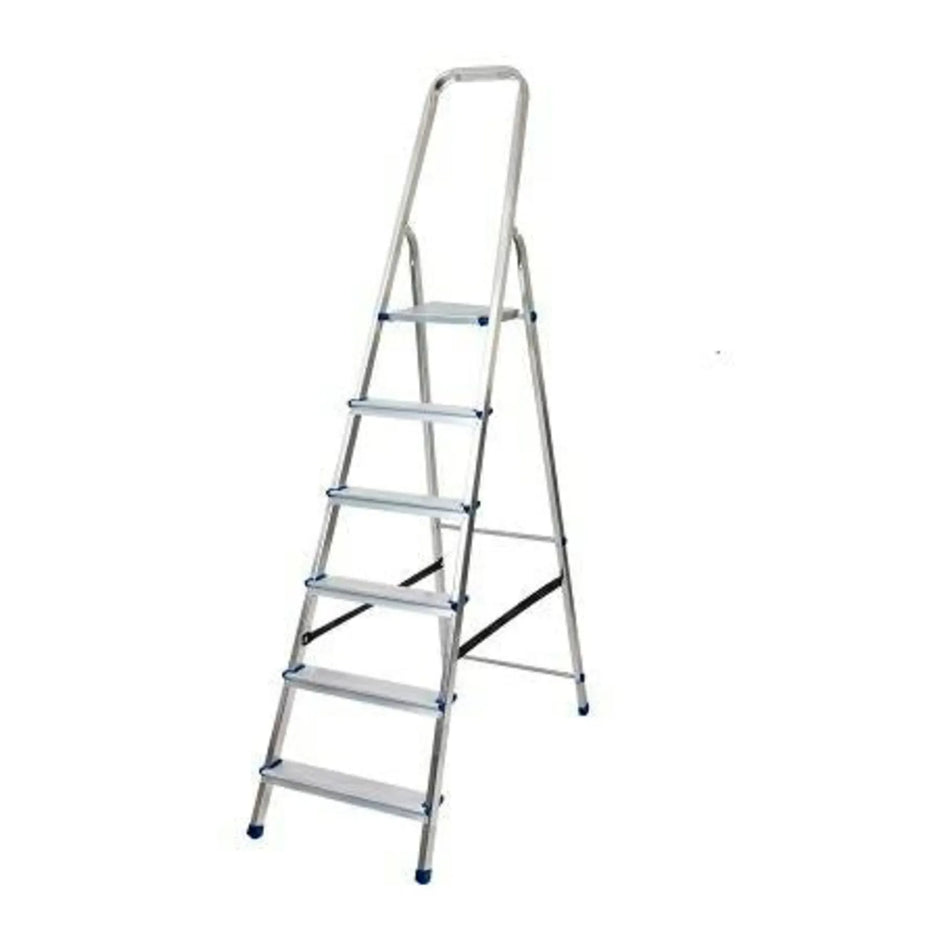 AWTools aluminium vouwladder 150 kg 6 treden vrijstaand