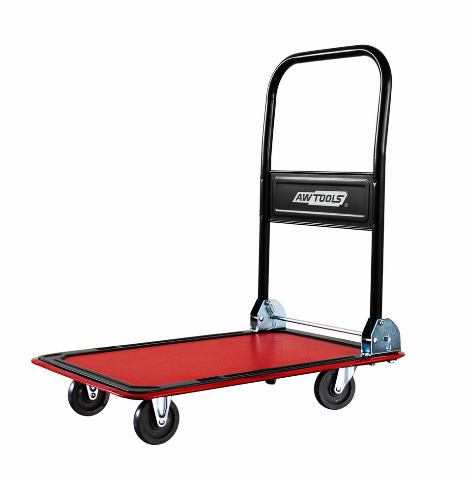 AWTools Magazijnwagen 4-wielig 150 kg kunststof platform 73x47cm