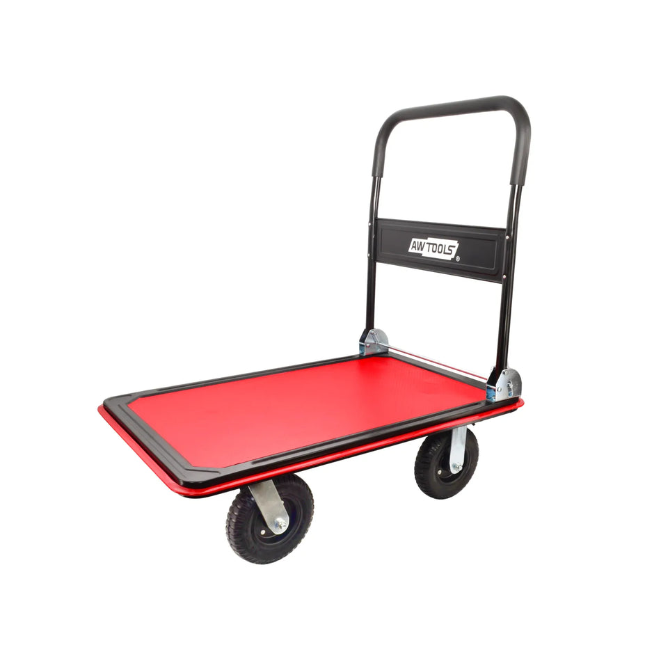 AWTools Magazijnwagen 4-wiel 350 kg met antislip platform