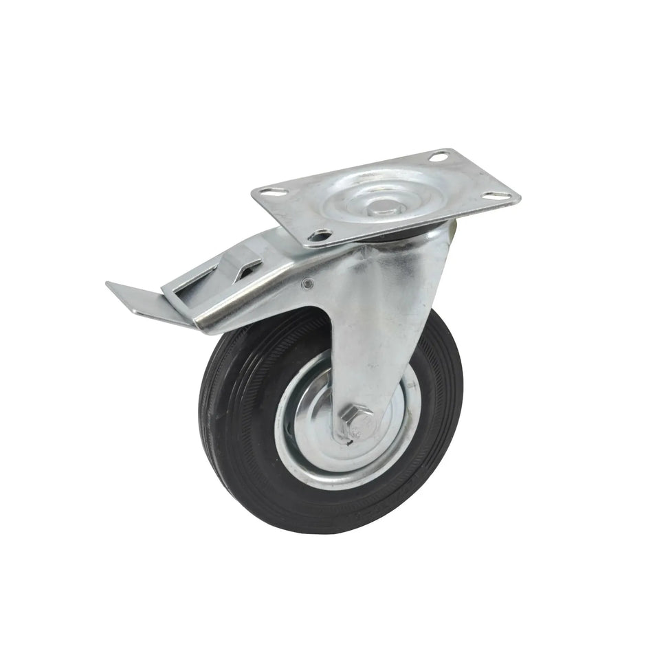 AWTools Zwenkwiel met rem en rubberen loopvlak 125 mm 1 kg
