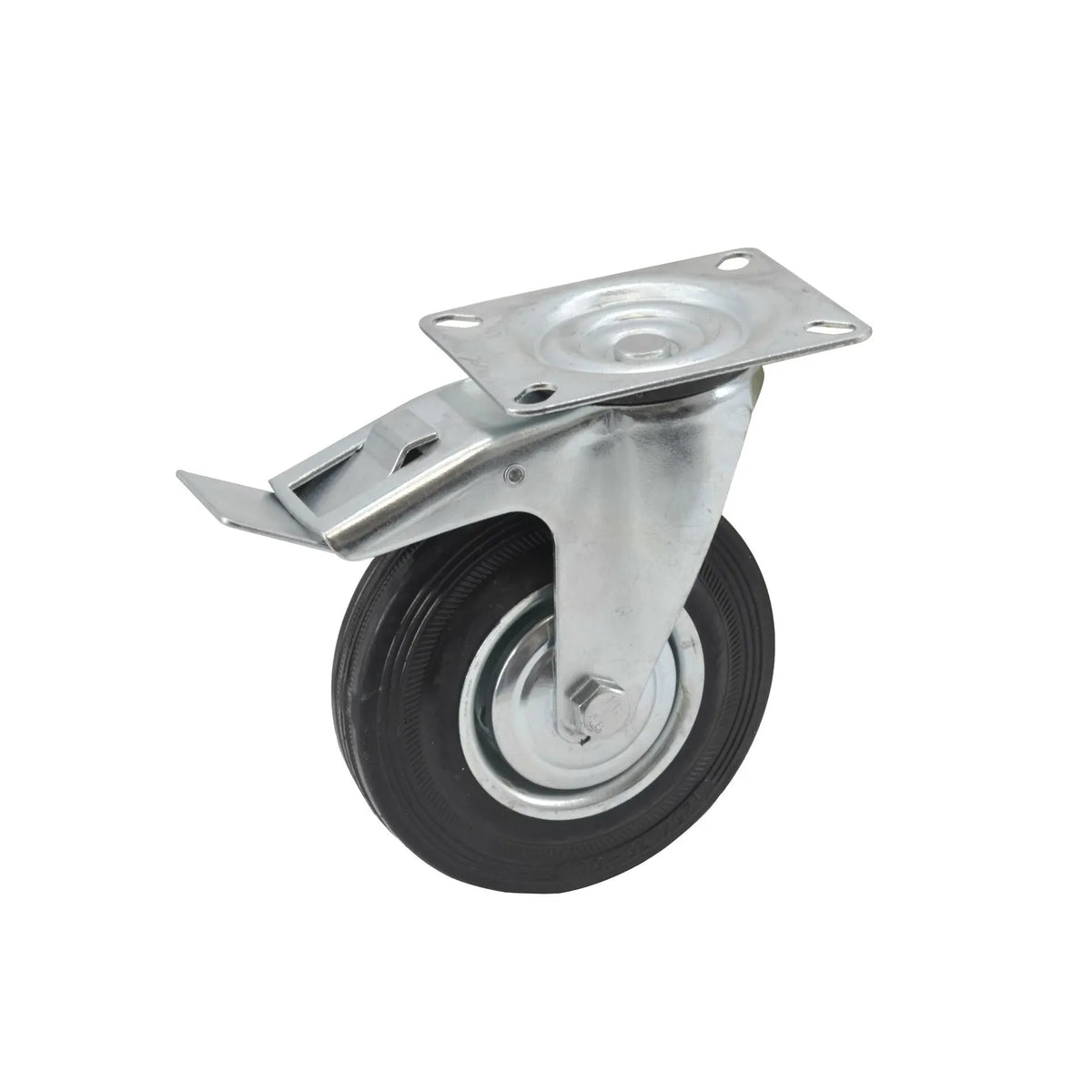 AWTools Zwenkwiel met rem volledige rubber 200 mm