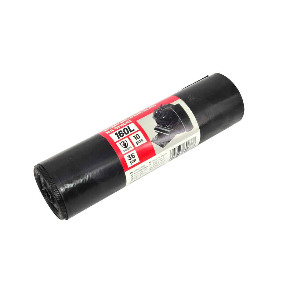 AWTools Afvalzak duurzaam zwart 160 liter 35µ 10 stuks