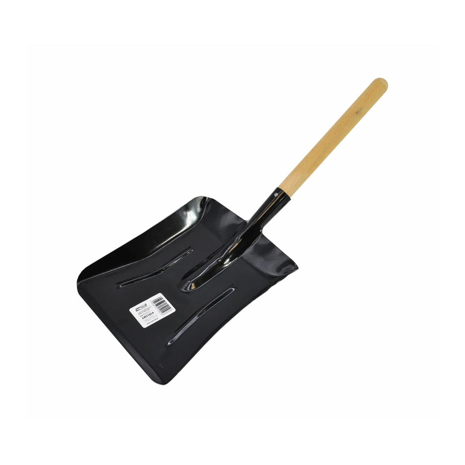 AWTools metalen afvalschep met houten steel voor as en kolen 54cm