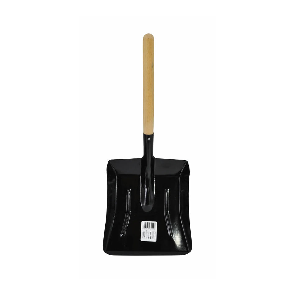 AWTools metalen afvalschep met houten steel voor as en kolen 54cm