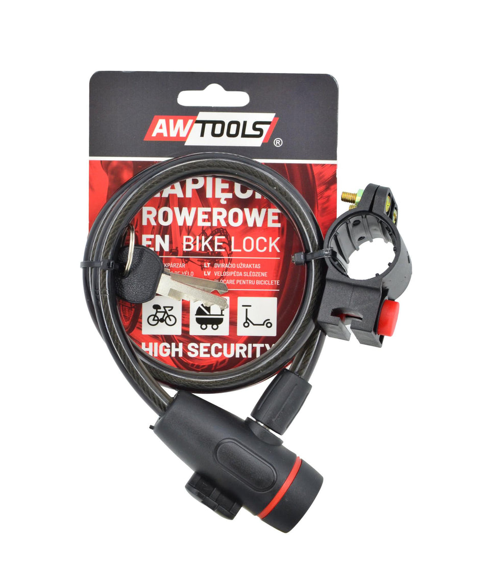 AWTools Fietsslot staalkabel met framehouder 10mmx65cm