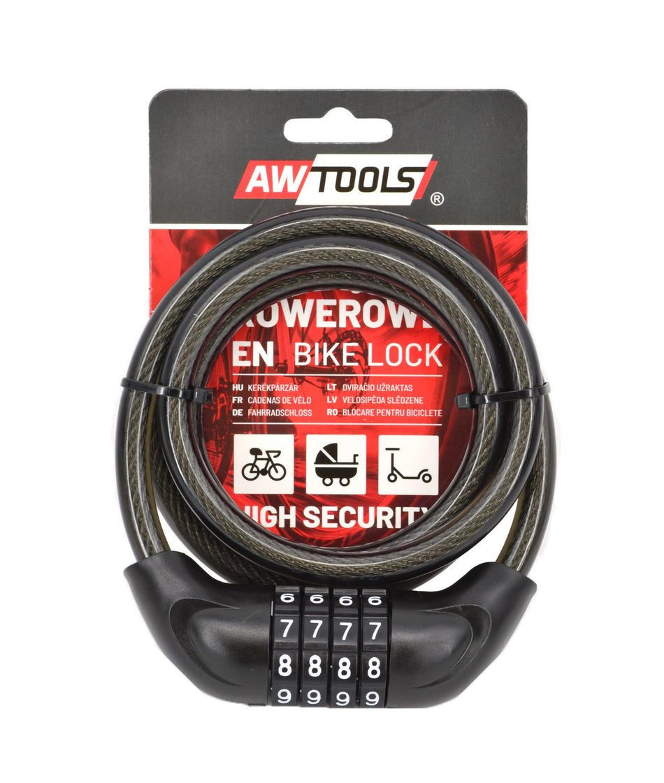 AWTools Fietsslot met cijferslot 10mm x 120cm