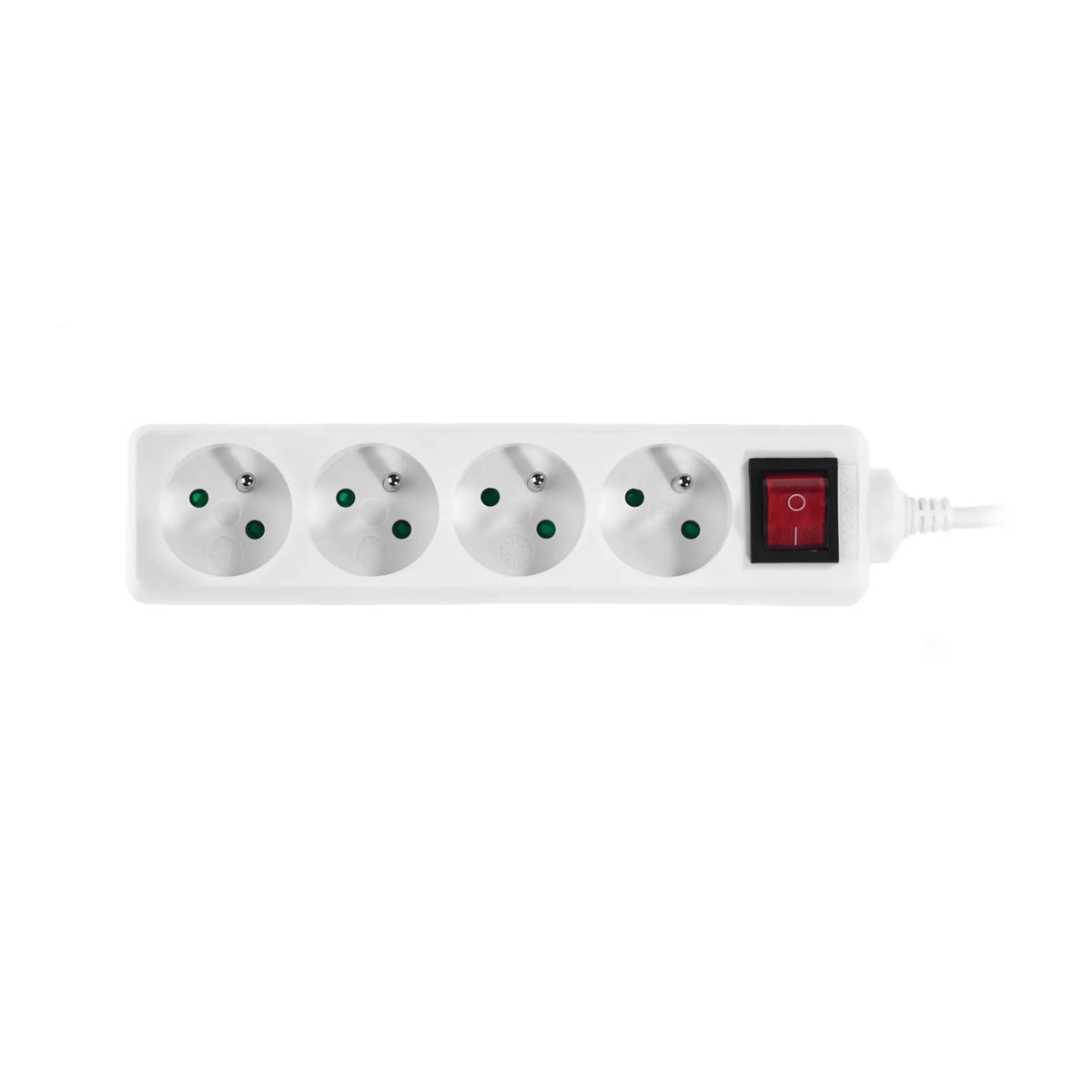 AWTools verlengsnoer met schakelaar en 4 stopcontacten 3m wit