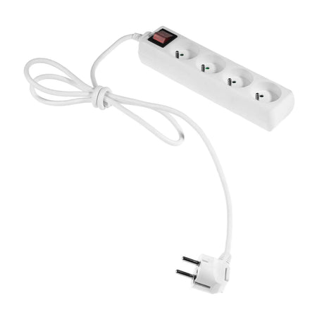 AWTools verlengsnoer met schakelaar en 4 geaarde stopcontacten 1,5m wit