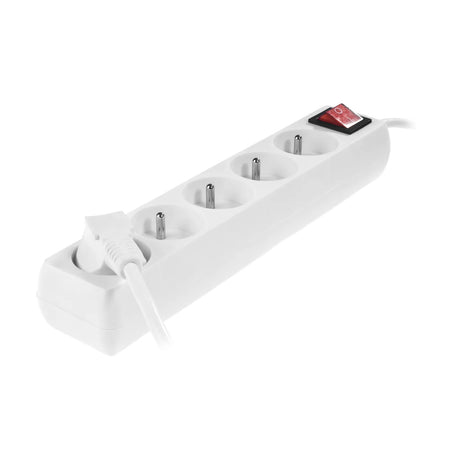AWTools verlengsnoer met schakelaar 5-voudig wit 1,5m