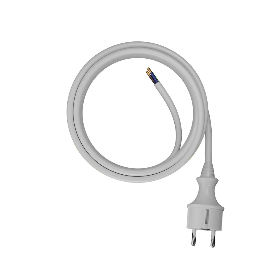 AWTools snoer met stekker wit 5m 2x1,5mm² H05VV-F