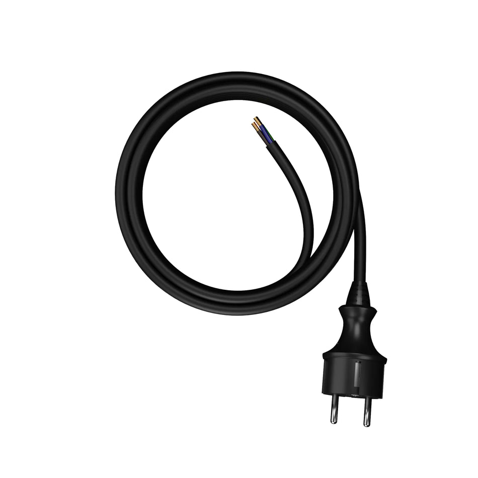 AWTools Snoer met stekker 5m 2x1,5 mm² zwart H05VV-F