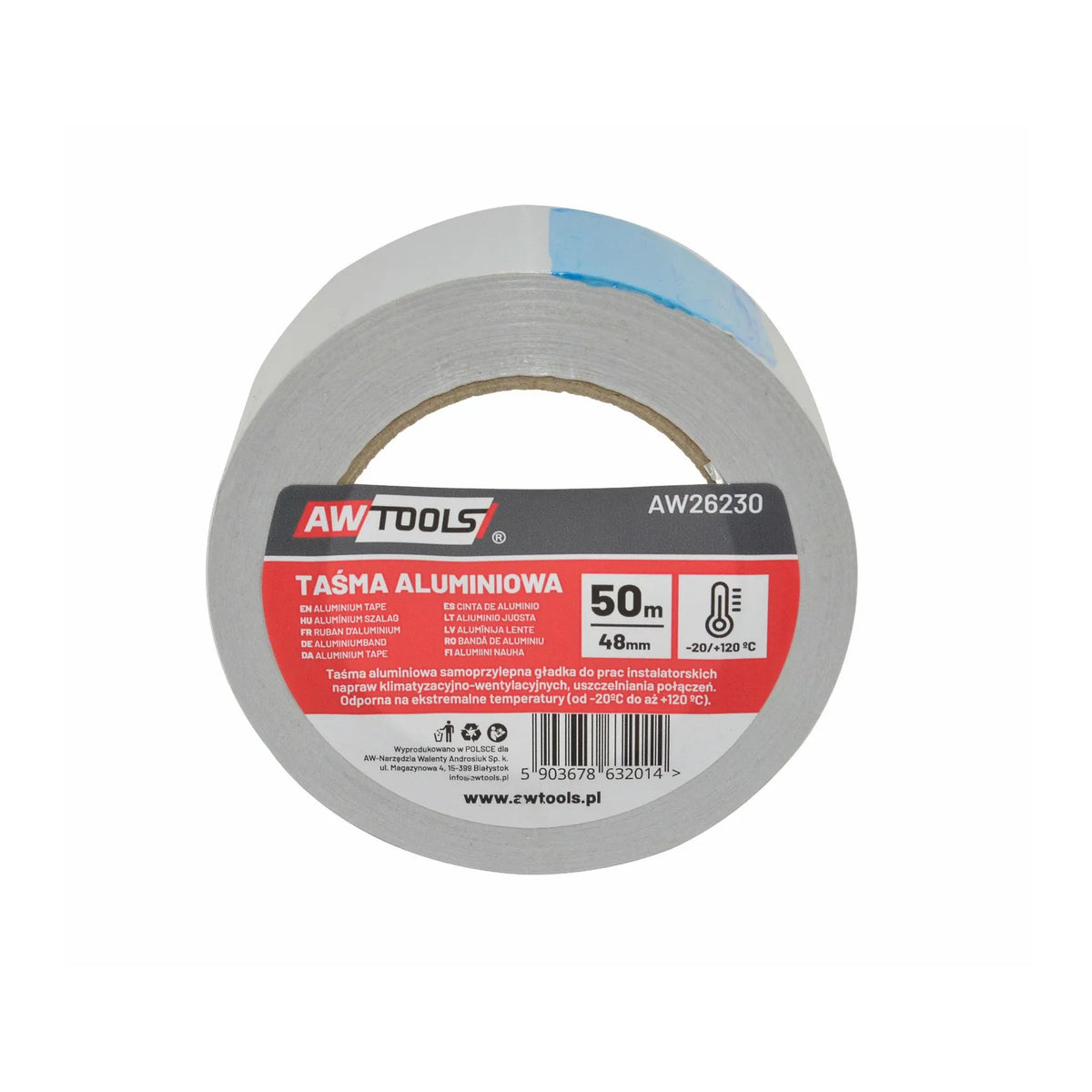 AWTools Aluminium tape 48 mm x 50 m zilver